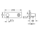 GROHTHERM F WALL UNION WITH SHOWER HOLDER - GROHE -  ( CHROME - G5 - GROHTHERM F - 0x15 mm - 0inchX0.5inch )