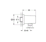 EUPHORIA CUBE WALL UNION - GROHE -  ( CHROME - G4 - EUPHORIA - 0x15 mm - 0inchX0.5inch )