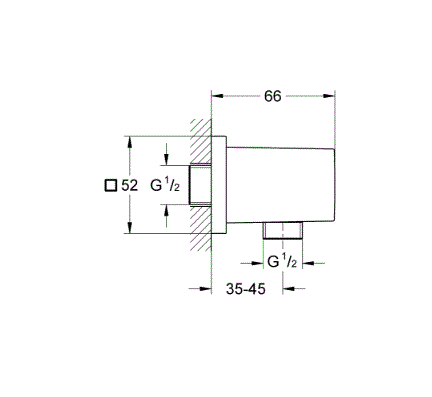 EUPHORIA CUBE WALL UNION - GROHE -  ( CHROME - G4 - EUPHORIA - 0x15 mm - 0inchX0.5inch )