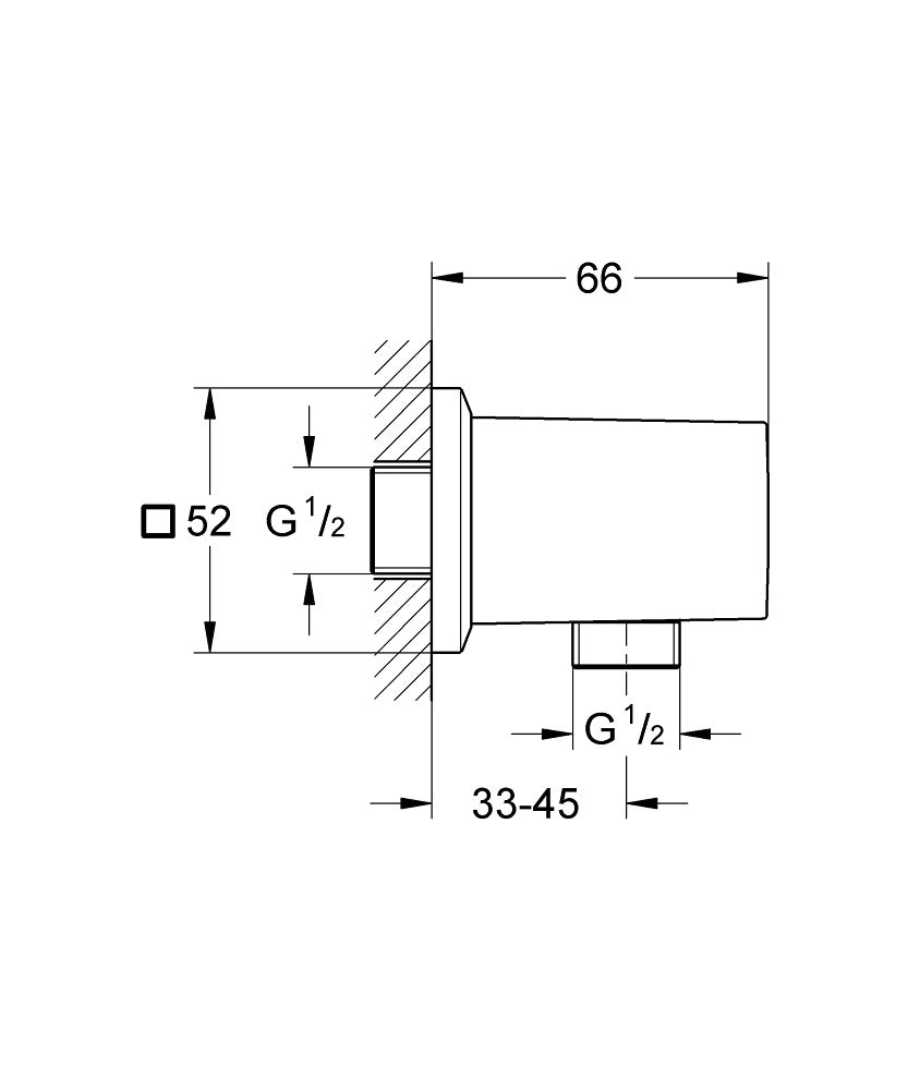 ALLURE BRILLIANT WALL UNION - GROHE -  ( CHROME - G5 - ALLURE BRILLIANT - 0x15 mm - 0inchX0.5inch )