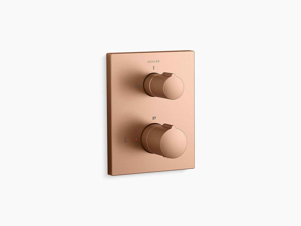 AUTOSENSE TM RECESSED THERMOSTATIC BATH AND SHOWER VALVE TRIM WITH KNOB HANDLES - KOHLER PREMIUM -  ( VIBRANT BRUSHED ROSE GOLD - PREMIUM - 0x15 mm - 0inchX0.5inch )