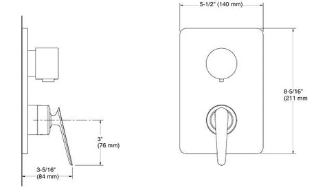 FLUENCE TM AQUA TURBO TM 360 RECESSED NON-THERMOSTATIC BATH AND SHOWER VALVE TRIM - KOHLER PREMIUM -  ( POLISHED CHROME - PREMIUM - 0x15 mm - 0inchX0.5inch )