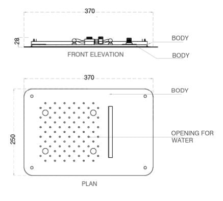 SS 3 FALSE CEILING RAIN SHWR W/INST. KIT - AQUANT -  ( CHROME -  - 370x250 mm - 14.8inchX10inch )