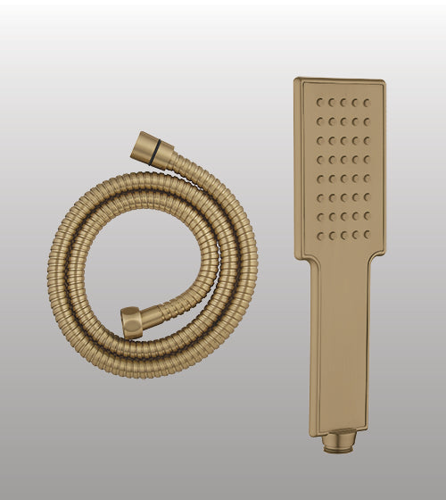 POWDER FLOW BRASS HAND SHOWER WITH 1.5 MTR HOSE - AQUANT -  ( BRUSHED GOLD -  - 0x0 mm - 0inchx0inch )