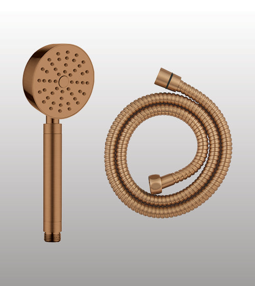 BRASS HAND SHOWER INCLUDES FLEXIBLE SHOWER HOSE 1.5 MTR POWDER FLOW - AQUANT -  ( BRUSHED ROSE GOLD -  - 80x0 mm - 3.2inchX0inch )