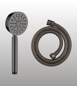 BRASS HAND SHOWER INCLUDES FLEXIBLE SHOWER HOSE 1.5 MTR POWDER FLOW - AQUANT -  ( GRAPHITE GREY -  - 80x0 mm - 3.2inchX0inch )