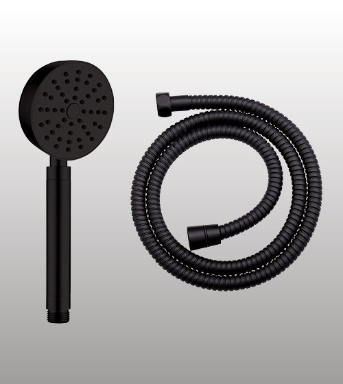 BRASS HAND SHOWER INCLUDES FLEXIBLE SHOWER HOSE 1.5 MTR POWDER FLOW - AQUANT -  ( MATT BLACK -  - 80x0 mm - 3.2inchX0inch )