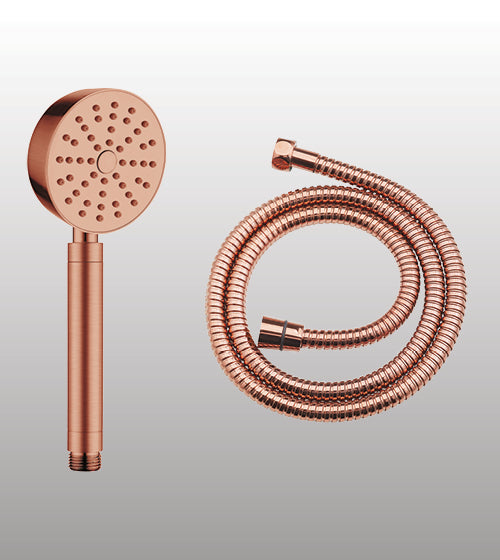 BRASS HAND SHOWER INCLUDES FLEXIBLE SHOWER HOSE 1.5 MTR POWDER FLOW - AQUANT -  ( ROSE GOLD -  - 80x0 mm - 3.2inchX0inch )