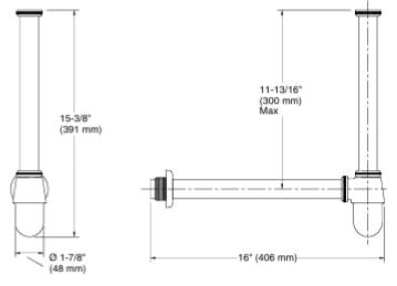COMP.BOTTLE TRAP W/EXTEN PIPE - KOHLER POPULAR -  ( ROSE GOLD - POPULAR - 0x350 mm - 0inchX14inch )