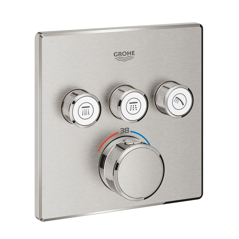 GROHTHERM SMARTCONTROL THERMOSTAT FOR CONCEALED INSTALLATION WITH 3 VALVES - GROHE -  ( SUPERSTEEL - G5 - GROHTHERM - 0x15 mm - 0inchX0.5inch )