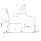 2 - WAY BIB COCK WITH FLANGE - JAQUAR FAUCETS - ( CHROME - SOLO - 0x15 mm - 0inchX0.5inch )