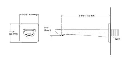 FLUENCE TM WALL-MOUNT BATH SPOUT W/O DIVERTER  - KOHLER PREMIUM -  ( VIBRANT FRENCH GOLD - PREMIUM - 0x15 mm - 0inchX0.5inch )