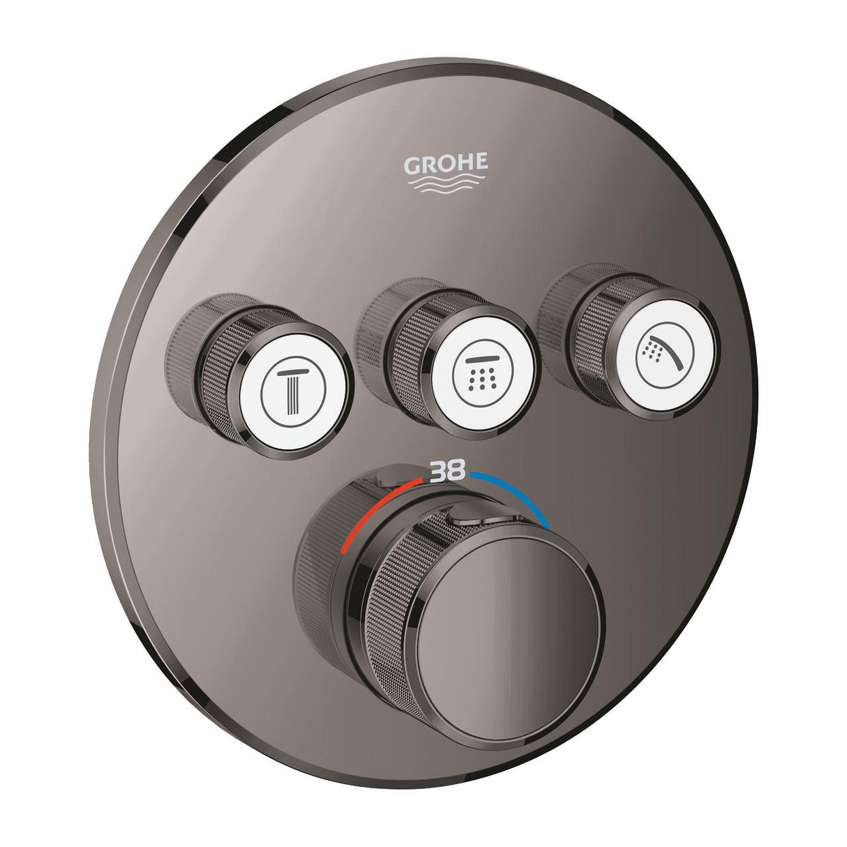 GROHTHERM SMARTCONTROL THERMOSTAT ROUND, 3 CONTROL - GROHE -  ( HARD GRAPHITE - G5 - GROHTHERM - 0x0 mm - 0inchX0inch )
