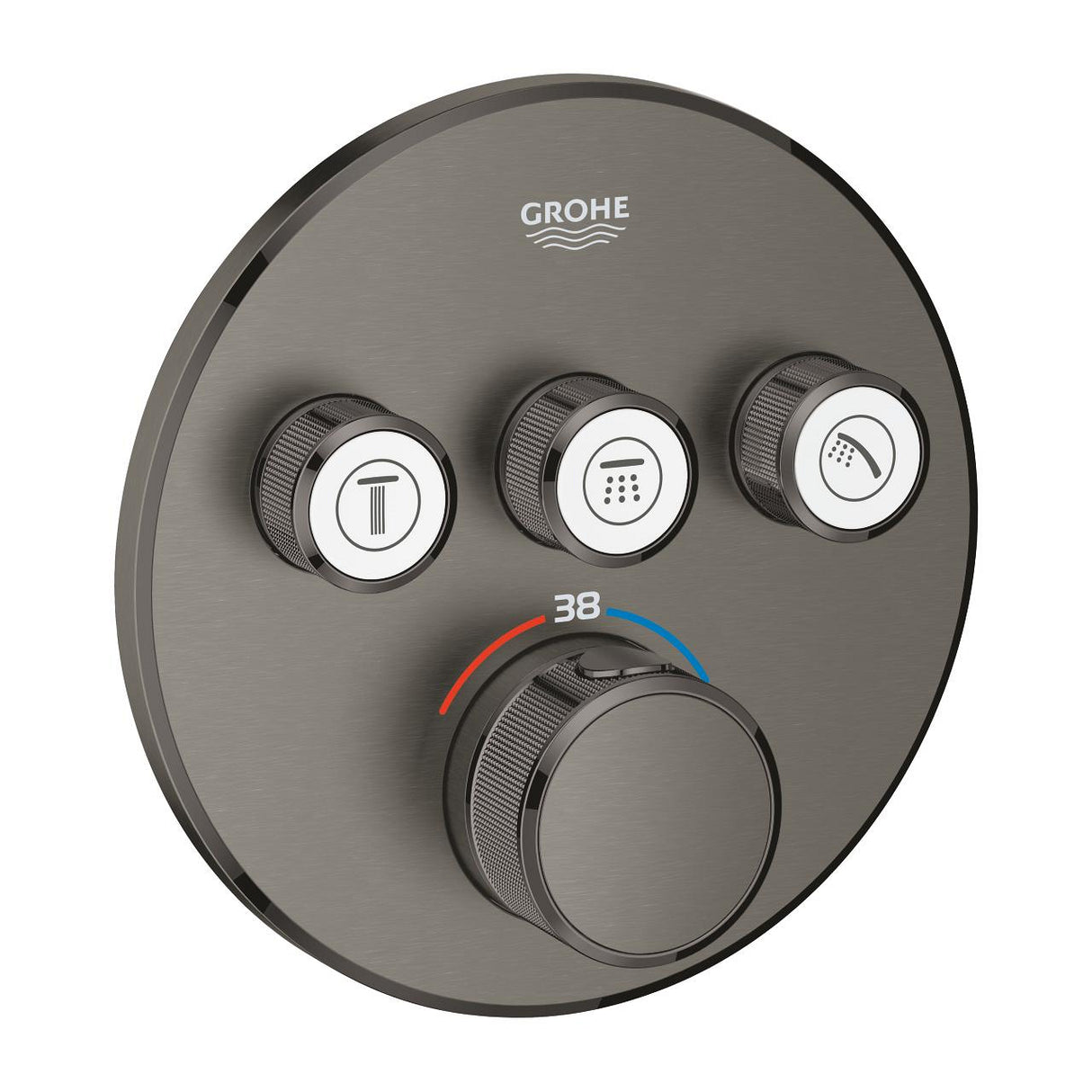 GROHTHERM SMARTCONTROL THERMOSTAT ROUND, 3 CONTROL - GROHE -  ( BRUSHED HARD GRAPHITE - G5 - GROHTHERM - 0x0 mm - 0inchX0inch )