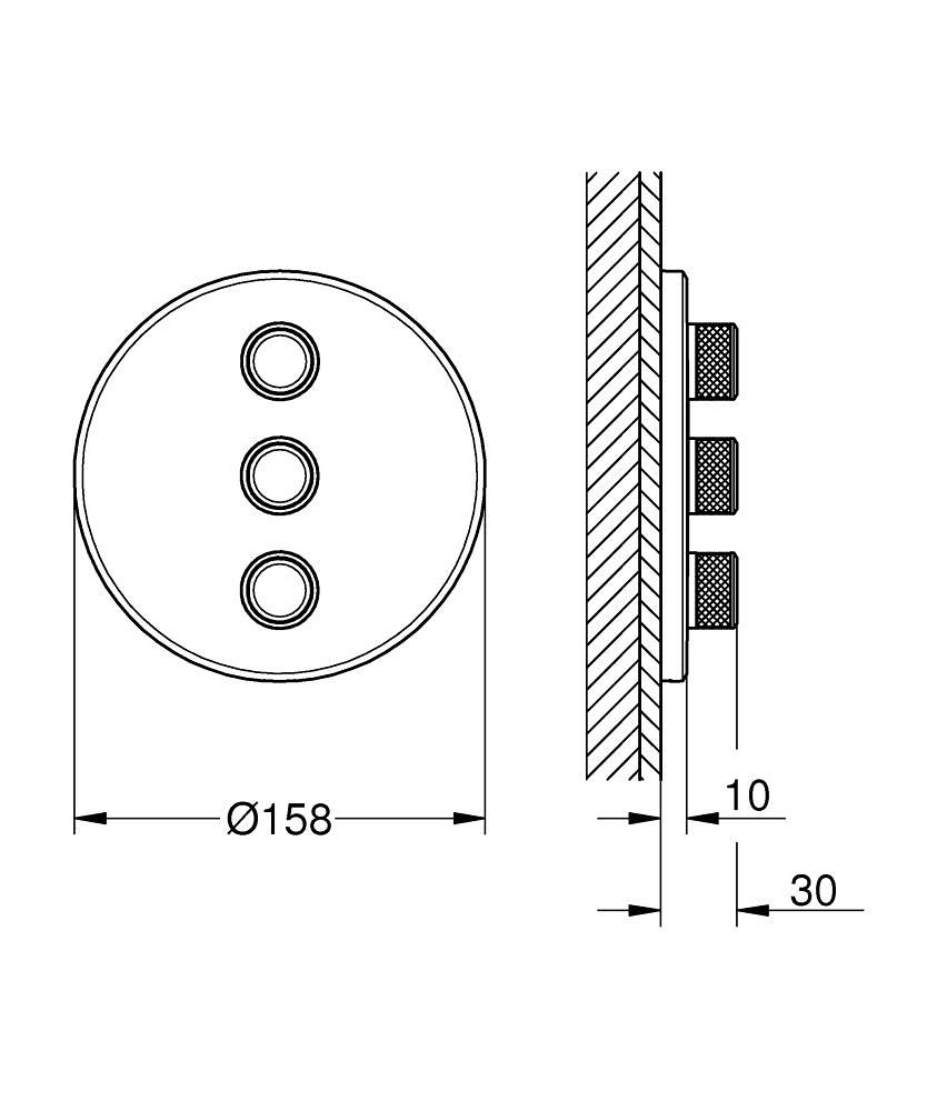 GROHTHERM SMARTCONTROL VOLUME CONTROL TRIM ROUND, 3 CONTROL - GROHE -  ( CHROME - G5 - GROHTHERM - 0x15 mm - 0inchX0.5inch )