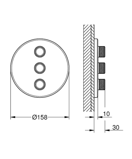 GROHTHERM SMARTCONTROL VOLUME CONTROL TRIM ROUND, 3 CONTROL - GROHE -  ( CHROME - G5 - GROHTHERM - 0x15 mm - 0inchX0.5inch )