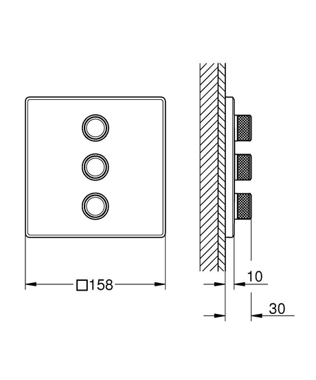 GROHTHERM SMARTCONTROL VOLUME CONTROL TRIM SQUARE, 3 CONTROL - GROHE -  ( CHROME - G5 - GROHTHERM - 0x0 mm - 0inchX0inch )