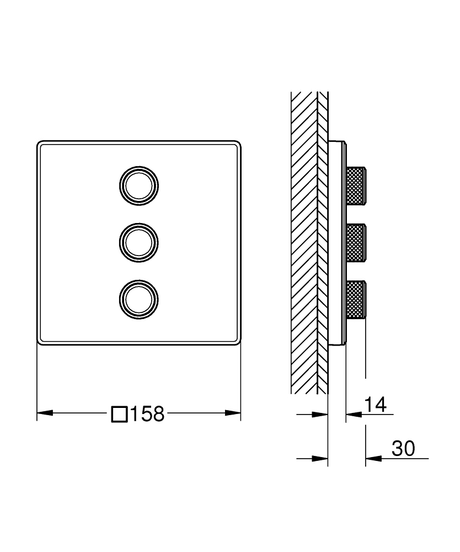 GROHTHERM SMARTCONTROL VOLUME CONTROL TRIM SQUARE, 3 CONTROL - GROHE -  ( MOON WHITE - G5 - GROHTHERM - 0x0 mm - 0inchX0inch )