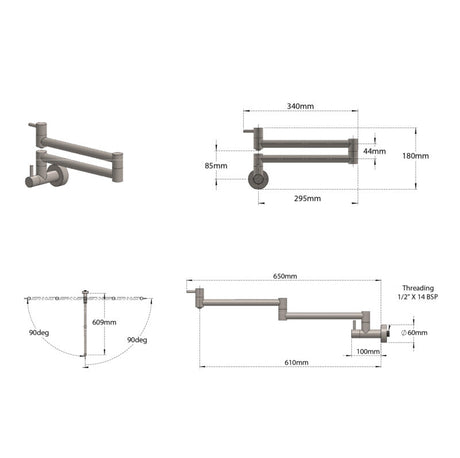 POT FILLER AQUAREACH - VIKING -  ( CHROME - SS 304 - 0x15 mm - 0inchX0.6inch )