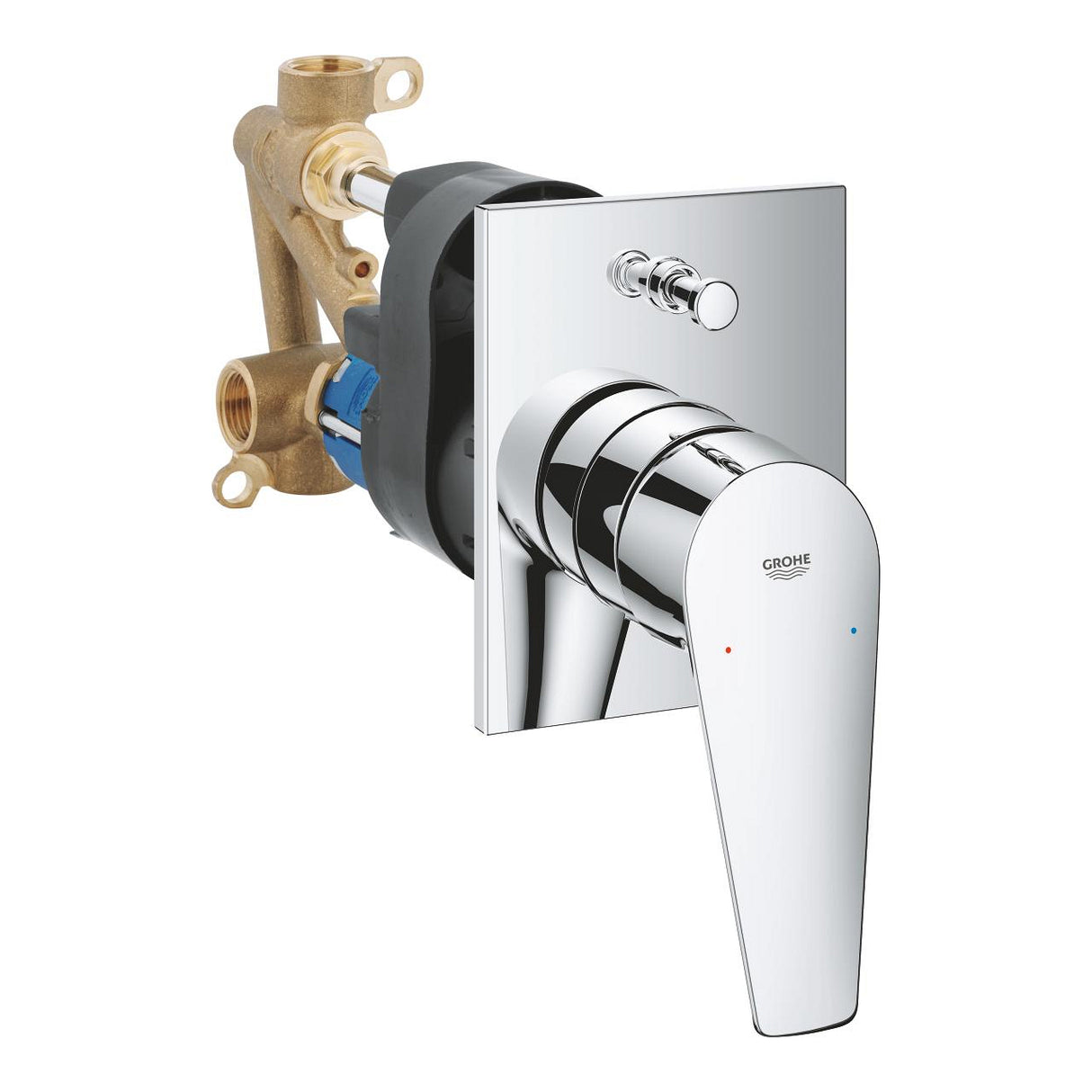 NEW BAUEDGE SQUARE 1-HANDLE BATH/SHOWER MIXER - GROHE-G2 -  ( CHROME - G2 - BAUCOSMOPOLITAN - 0x15 mm - 0inchX0.6inch )