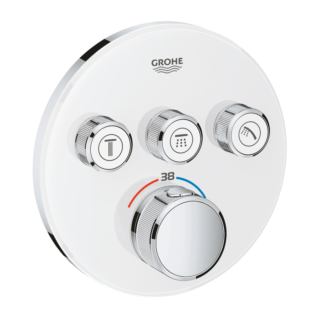 GROHTHERM SMARTCONTROL THERMOSTAT ROUND, 3 CONTROL - GROHE -  ( GLASS - G4 - GROHTHERM - 0x0 mm - 0inchX0inch )