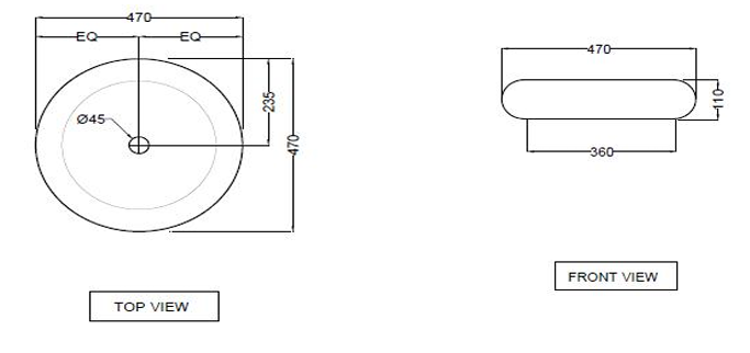 TABLE TOP BASIN - JAQUAR SWARE -  ( WHITE - FUSION - 460x460 mm - 18inchX18inch )