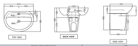 HALF PEDESTAL FOR 801 - ESSCO SWARE -  ( WHITE - MARVEL RANGE - 0x0 mm - 0inchX0inch )