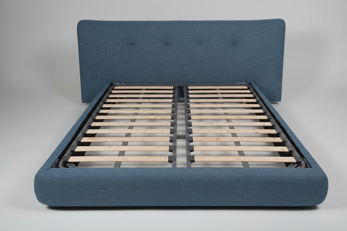 SB56A-WINGED KING SIZE BED (W/O STORAGE) (BLUE) (HEAD BOARD L-2642mm,W-1956mm,L-2083mm) - FURNITURE - (BLUE - BUENA CASA - 1981x1829 mm - 79.24inchX73.16inch)
