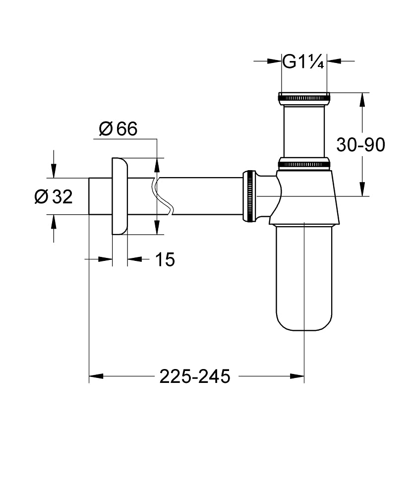 WASTE TRAP BASIN 1 1/4INCH - GROHE - ( CHROME - G3 - GROHE - 0x32 mm - 0inchX1.25inch )