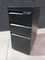 METAL LOCKER WITH DRAWERS BLACK ENAMEL COATED - FURNITURE - ( - BUENA CASA - 495x305x635 mm - 19.8inchX12.2inchX25.4inch)
