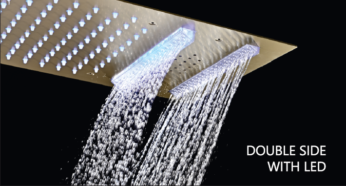 HYDRA LED CEILING SHOWER 4 FLOW WITH INST KIT - LUXELET -  ( MATTE BLACK - MIK - 900x300 mm - 36inchX12inch )