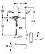 BAUCOSMOPOLITAN E INFRARED BASIN MIXER, DC - GROHE-G2 -  ( CHROME - G2 - BAUCOSMOPOLITAN - 0x15 mm - 0inchX0.6inch )