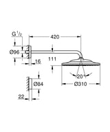 RAINSHOWER SMARTCONNECT 310 HEADSHOWER SET, ROUND, 422MM - GROHE -  ( CHROME - G5 - RAINSHOWER - 0x15 mm - 0inchX0.6inch )