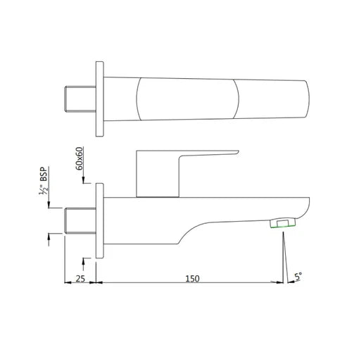 BIB COCK WITH WALL FLANGE - JAQUAR FAUCETS - (STAINLESS STEEL - KUBIX PRIME - 0x0 mm - 0inchX0inch)