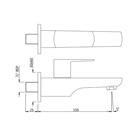 BIB COCK WITH WALL FLANGE - JAQUAR FAUCETS - ( STAINLESS STEEL - KUBIX PRIME - 0x0 mm - 0inchX0inch )