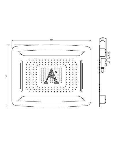 CEILING SHWR(ELC) 3FUNC W/O KIT W/REMOTE - ARTIZE FAUCET -  ( GOLD MATT PVD - RAINJOY - 600x472 mm - 24inchX18.88inch )