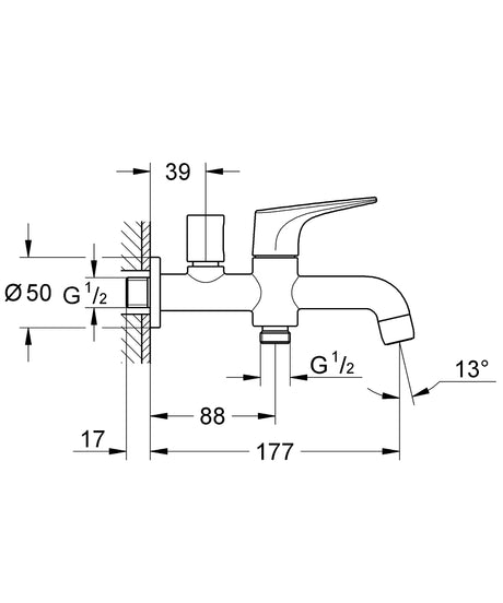 BAUFLOW BIB TAP 2-IN-1 - GROHE-G2 -  ( CHROME - G2 - BAUCONTEMPORARY - 0x15 mm - 0inchX0.6inch )
