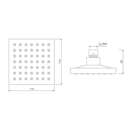 OVERHEAD SHOWER SQUARE S.FLOW - ESSCO FAUCET -  ( CHROME - OVERHEAD SHOWER - 114x114 mm - 4.56inchX4.56inch )