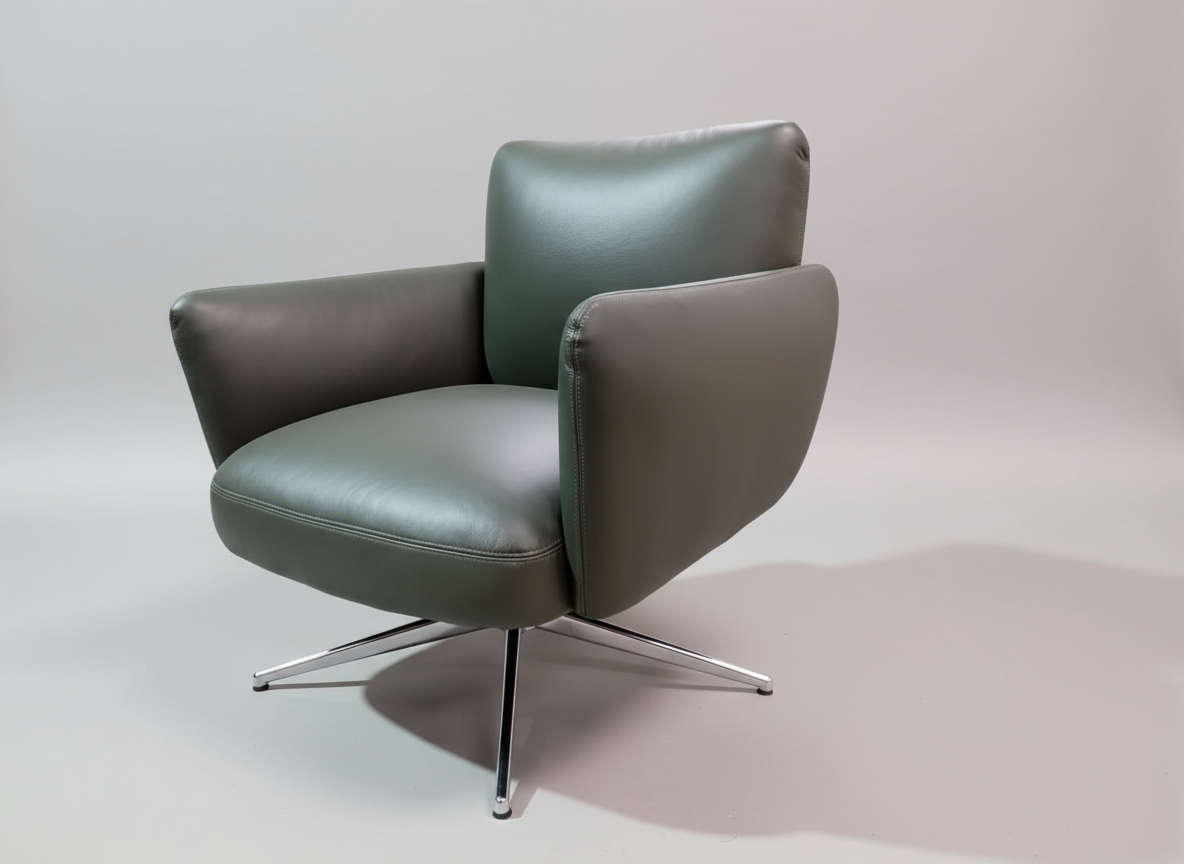 SC907 LEATHER SOFT LEISURE CHAIR (GREY) (ARM H-584 MM) - FURNITURE - ( - BUENA CASA - 584x787x851 mm - 23.36inchX31.48inchX34.04inch)