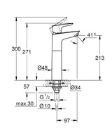 ALIRA PILLAR TAP, XL SIZE - GROHE -  ( CHROME - G3 - ALIRA - 0x15 mm - 0inchX0.5inch )