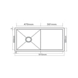 SS KITCHEN SINK 1.0 BOWL WITH DRAINBOARD (DEPTH 9)WITH FA-07 WASTE COUPLING WITH PLUMBING KIT - FUTURA -  ( BRUSHED FINISH - HAND CARVED SERIES - 915x508 mm - 36inchX20.32inch )
