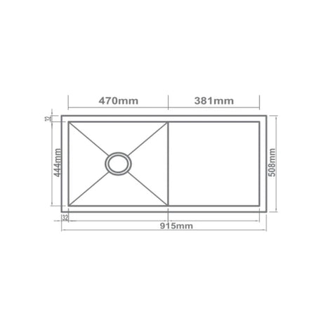 SS KITCHEN SINK 1.0 BOWL WITH DRAINBOARD (DEPTH 9)WITH FA-07 WASTE COUPLING WITH PLUMBING KIT - FUTURA -  ( BRUSHED FINISH - HAND CARVED SERIES - 915x508 mm - 36inchX20.32inch )