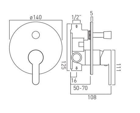 SL BATH MIXER SET(CONC.BODY & S.L.EXP.P) - VADO -  ( CHR - SENSE - 12x12 mm - 0.5inchX0.5inch )