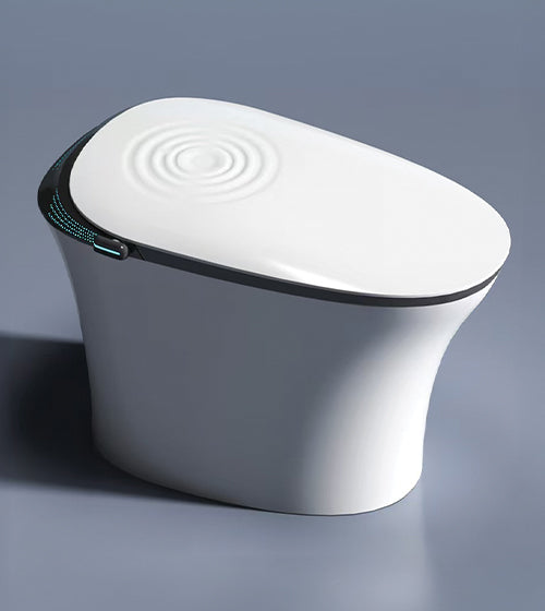 SMART LUXE INTELLIGENT RIMLESS FLOOR-MOUNTED ONE-PIECE TOILET (S-TRAP 300MM) WITH AUTO FUNCTIONS, FOOT-SENSING FLUSH, SELF-CLEANING SPRAY, HEATED SEAT, WARM AIR DRYING, AND WIRELESS REMOTE CONTROL - AQUANT - ( WHITE - - 700x420x480 mm - 28inchX16.8inchX19