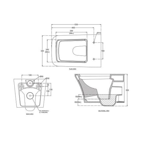 RIMLESS WH EWC W/SLIM UF SOFT CLOSE SC ( BOLT DISTANCE 7INCH)- HINDWARE -  (  -  - 530x340 mm - 21.2inchX13.6inch )