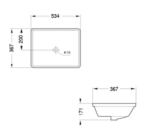 UNDER COUNTER WASH BASIN - AQUANT - ( MATT GREY - - 534x367x171 mm - 21.36inchX14.68inchX6.8inch )