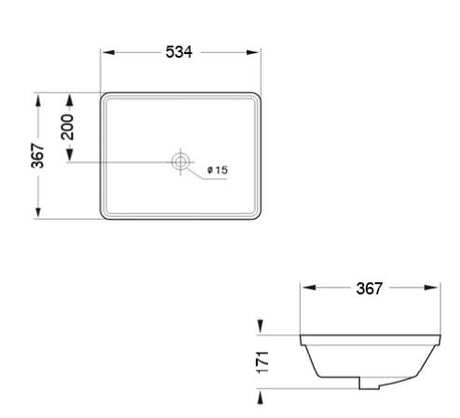 UNDER COUNTER WASH BASIN - AQUANT - ( MATT GREY - - 534x367x171 mm - 21.36inchX14.68inchX6.8inch )