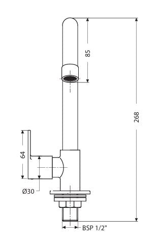 SWAN NECK TAP WITH LEFT HAND KNOB - HINDWARE FAUCETS -  ( POLISHED CHROME -  - 0x15 mm - 0inchX0.6inch )