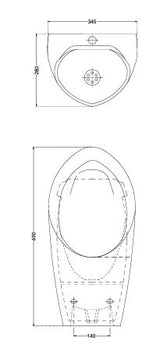 URINAL RHINE TOP INLET & BOTTOM OUTLET - HINDWARE -  ( STAR WHITE - ITALIAN - 0x0 mm - 0inchX0inch )