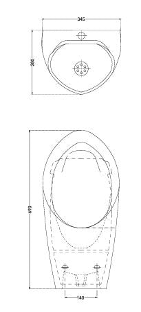 URINAL RHINE TOP INLET & BOTTOM OUTLET - HINDWARE -  ( STAR WHITE - ITALIAN - 0x0 mm - 0inchX0inch )